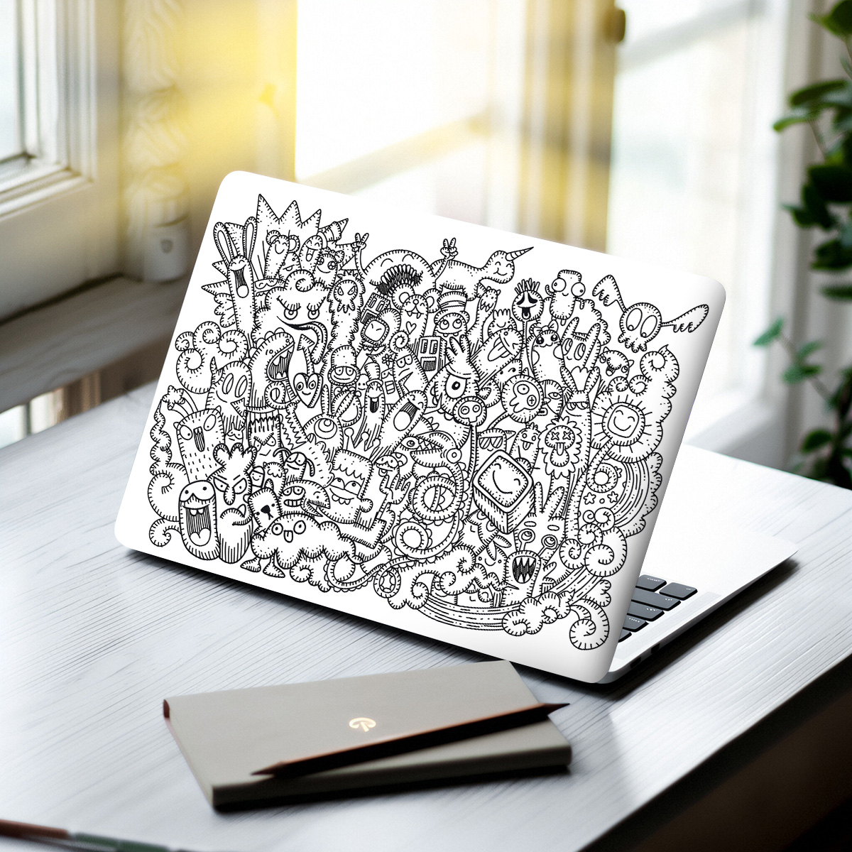 Art Craft Doodle - 2 Pack Cute Doodle Animation Laptop