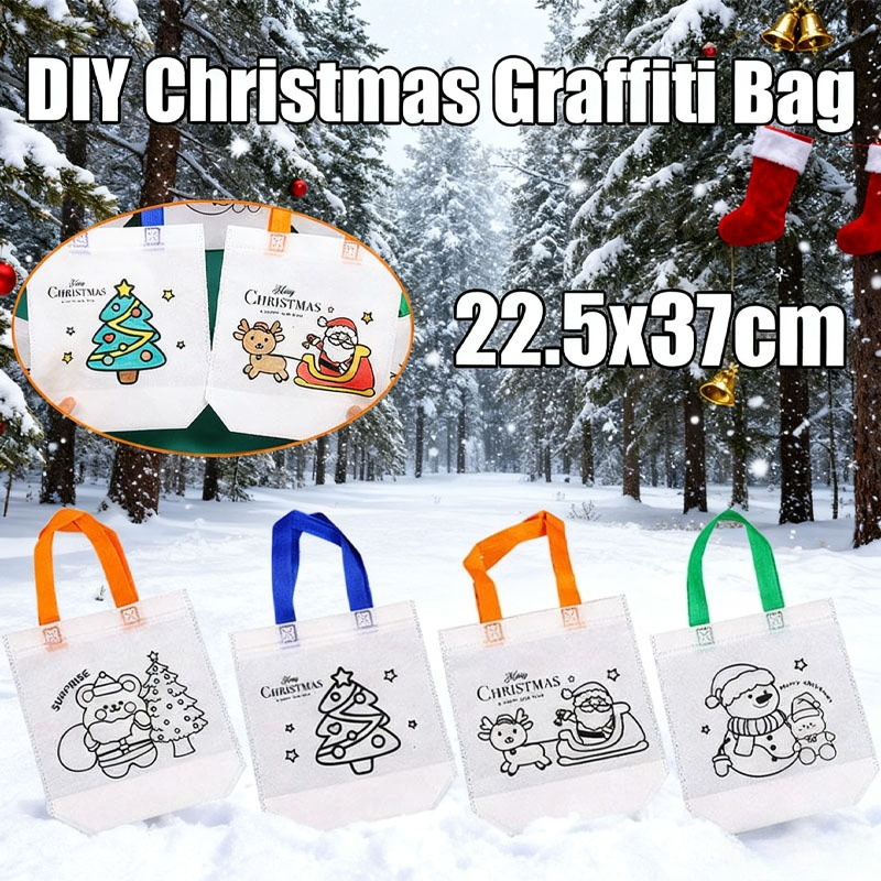 Art Craft Doodle - 10-100PCS Cartoon Christmas Doodle Tote Bag