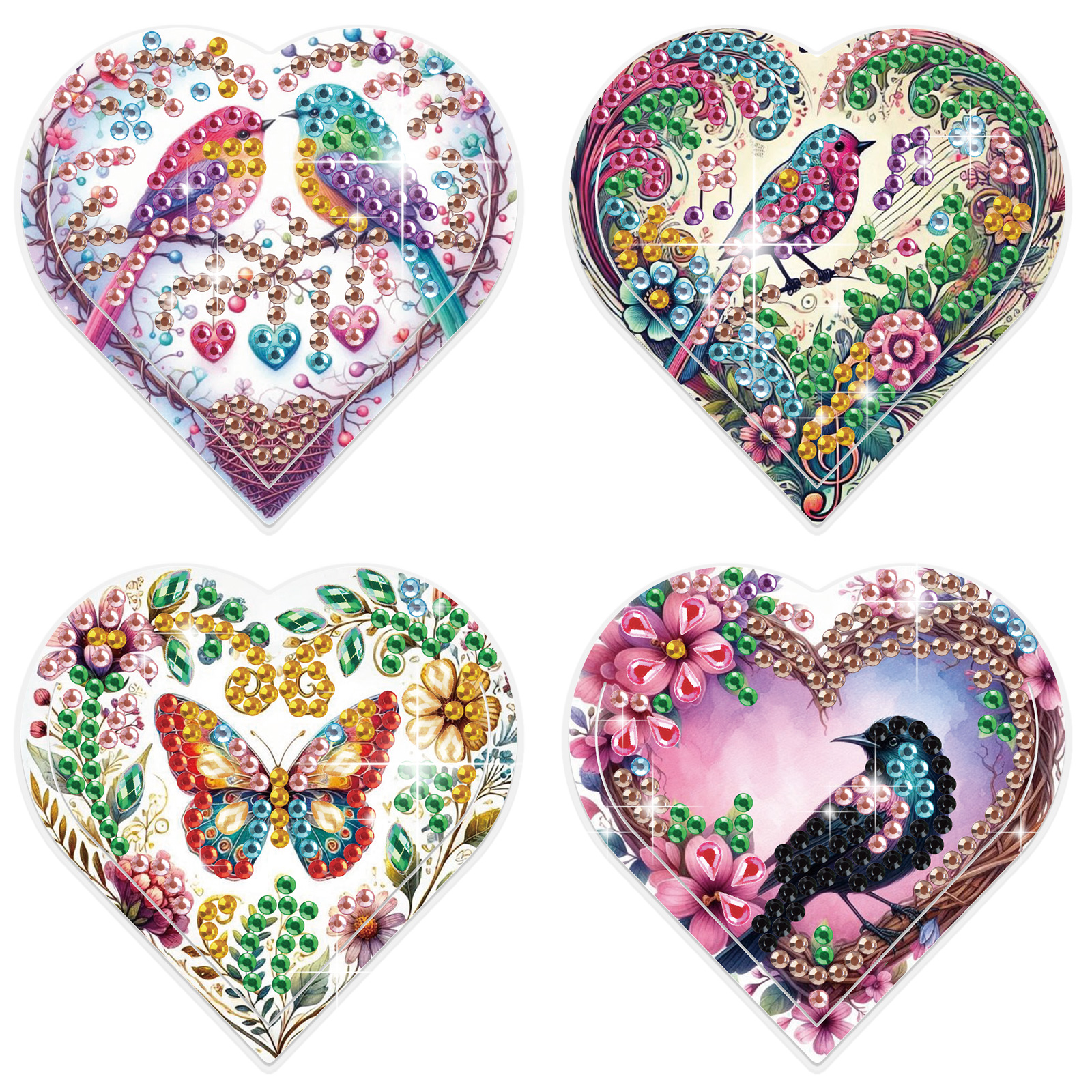 Art Craft Kit - 4PCS Diamond Painting Heart Shaped Bookmarks