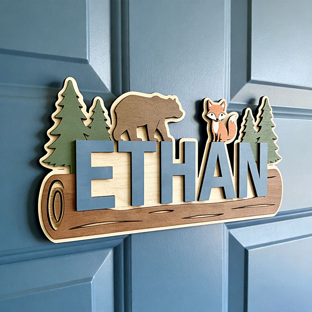 Art Craft Party - Woodland Forest Animal Personalized Name Wooden