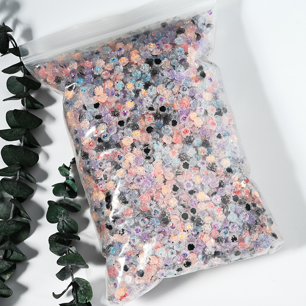 Art Craft Rose - 100pcs Resin Glitter Rose Flatback Flower