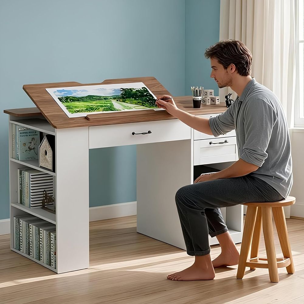 Art & Craft Qatar - Adjustable Desk with Storage and Open