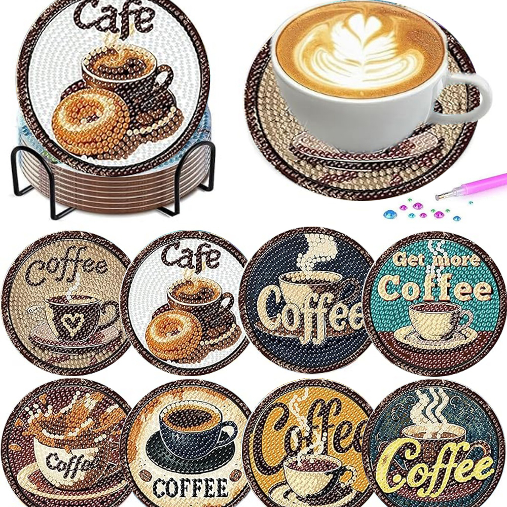 Art Craft Cup - 8 pieces/set of diamond painted coaster