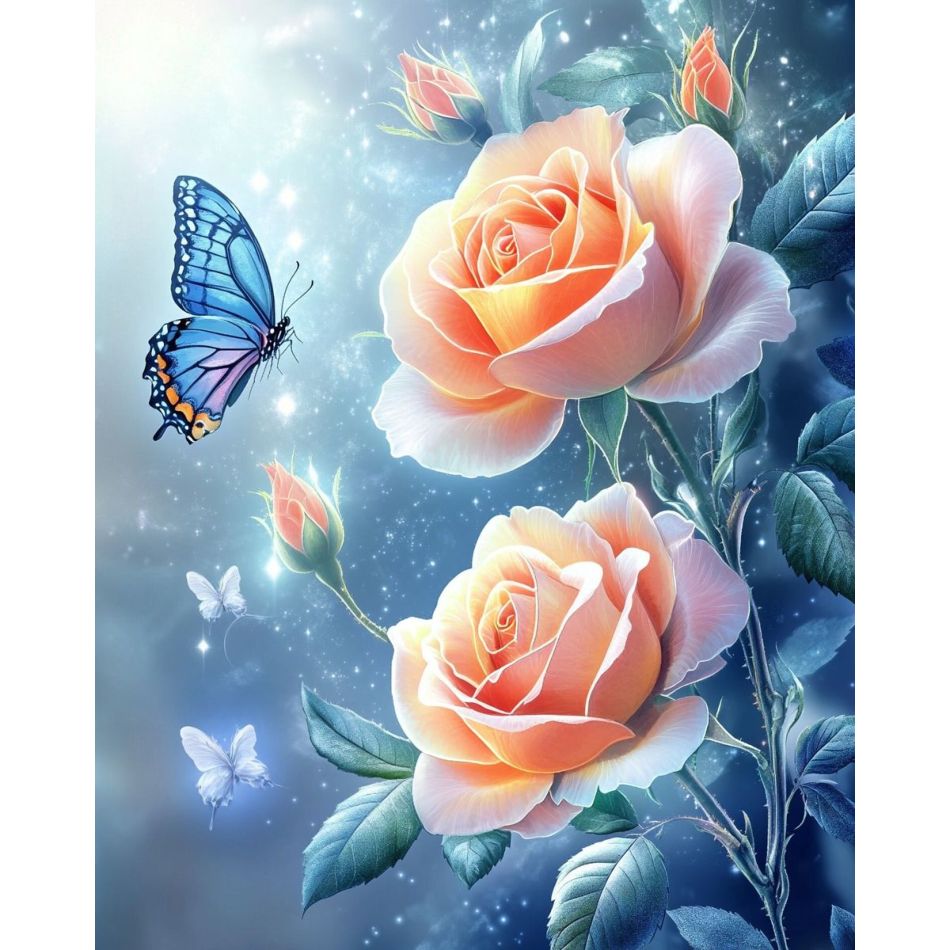 Art Craft Rose - RUOPOTY Butterfly And Rose Diamond Painting