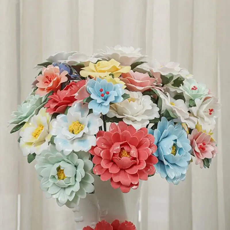 Art Craft Rose - 1PC Ceramic Rose Flowers Decor Arts