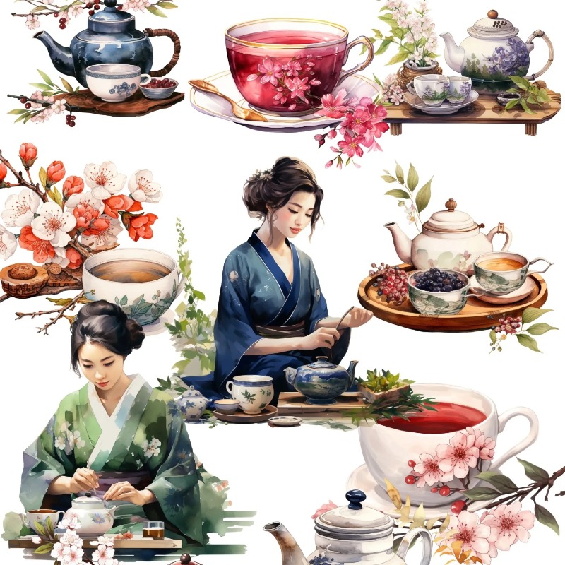Art Craft 6 Year Old - Cute Watercolor Tea Ceremony, Tea Art