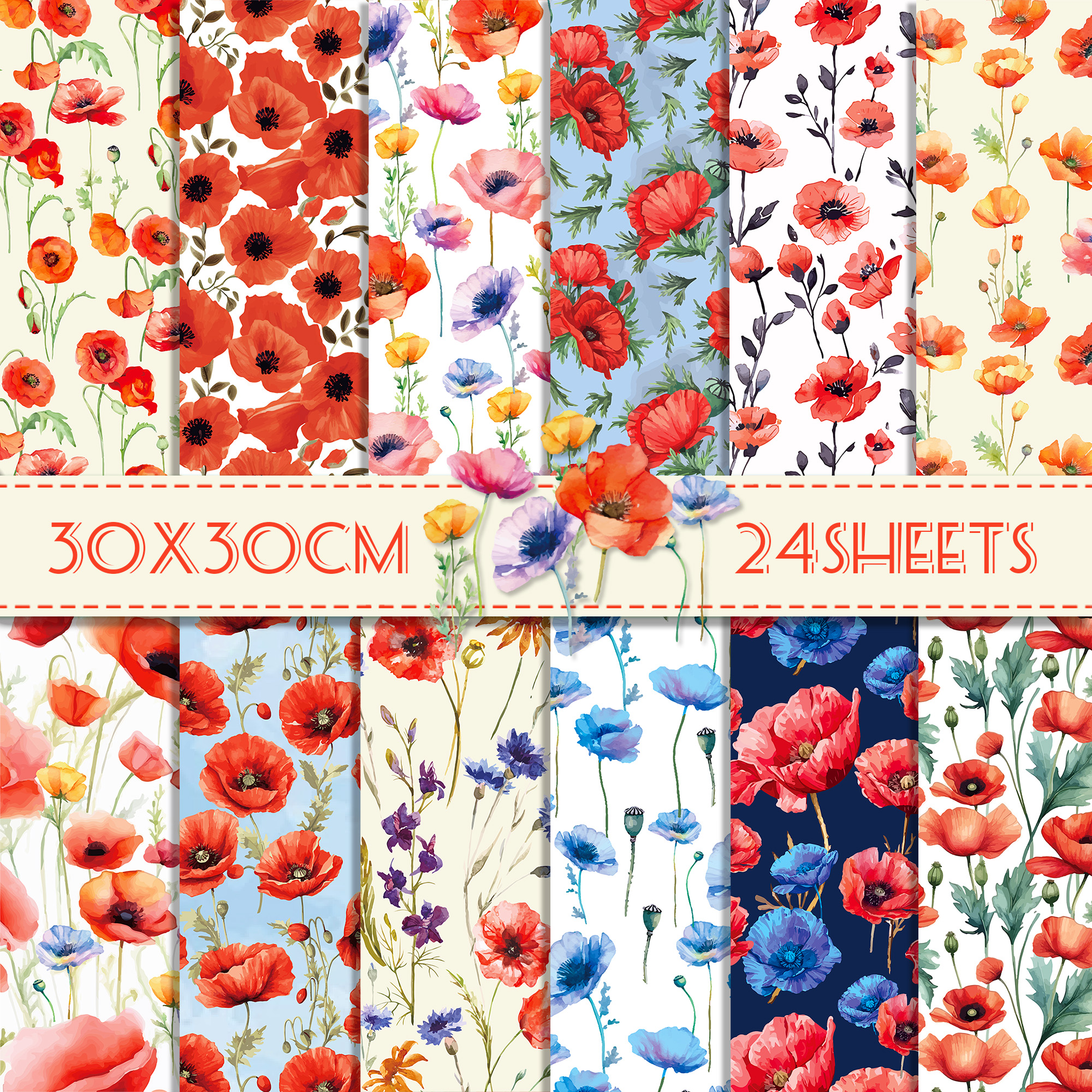 24pcs 30*30cm Poppy Red Flower – Art Craft With Paper Bewertung und Preis