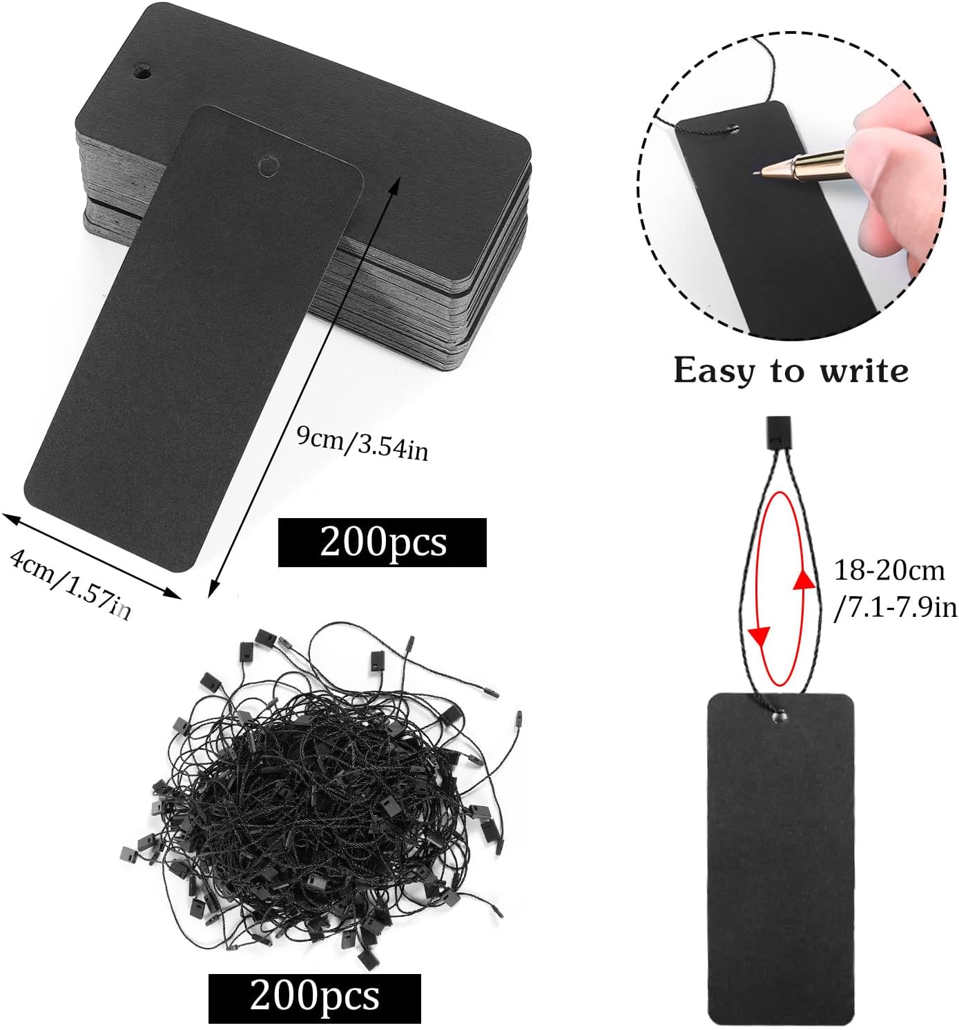 200 Black Paper Clothing Tags  – Art Craft With Paper Bewertung und Preis