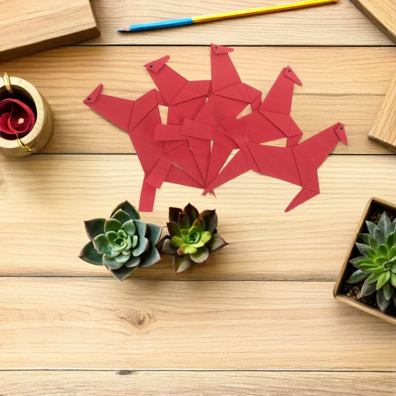 10Pcs Red Origami Horse Paper  – Art Craft Horse Bewertung und Preis